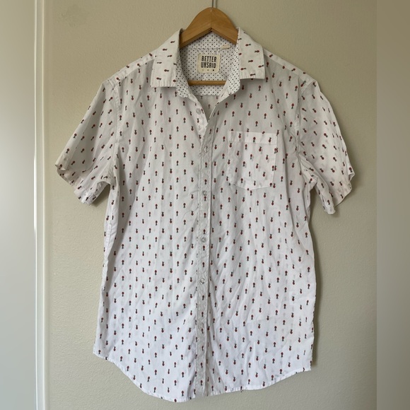 Better Unsaid Pineapple Print Mens Short Sleeve button up size Large - Picture 1 of 9